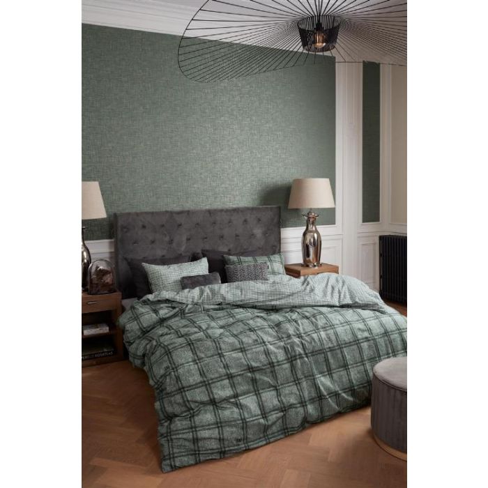 Riviera Maison Hawick dekbedovertrek flanel groen 140 x 200/220 cm + 1x